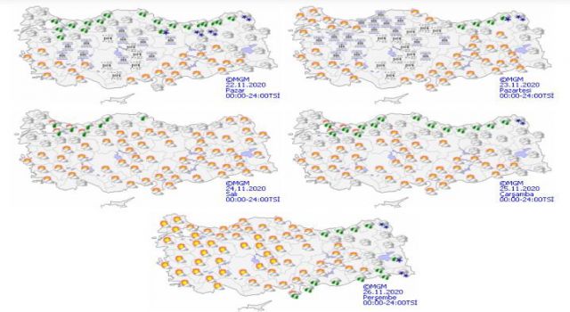 Meteorolojiden hava durumu tahminleri | 22 Kasım 2020