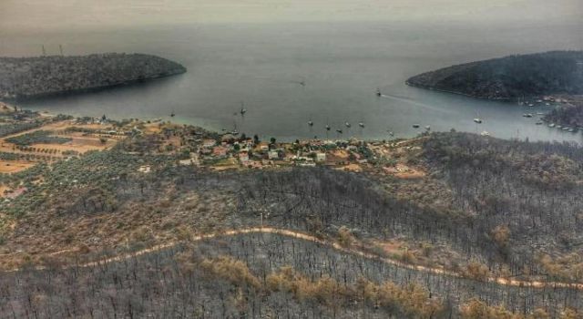 Bodrum ve Milas'ta yanan alanlar havadan görüntülendi!