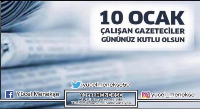 AK Parti'li Menekşe'den 10 Ocak Çalışan Gazeteciler Günü Mesajı