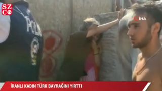 Türk Bayrağı’na saygısızlık yapan İranlı kadının hakkından geldiler!